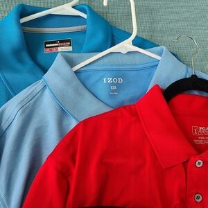 BUNDLE 3 Shirts IZOD, PGA Tour, Grand Slam Performance Polos mens XXL RED‎ BLUES